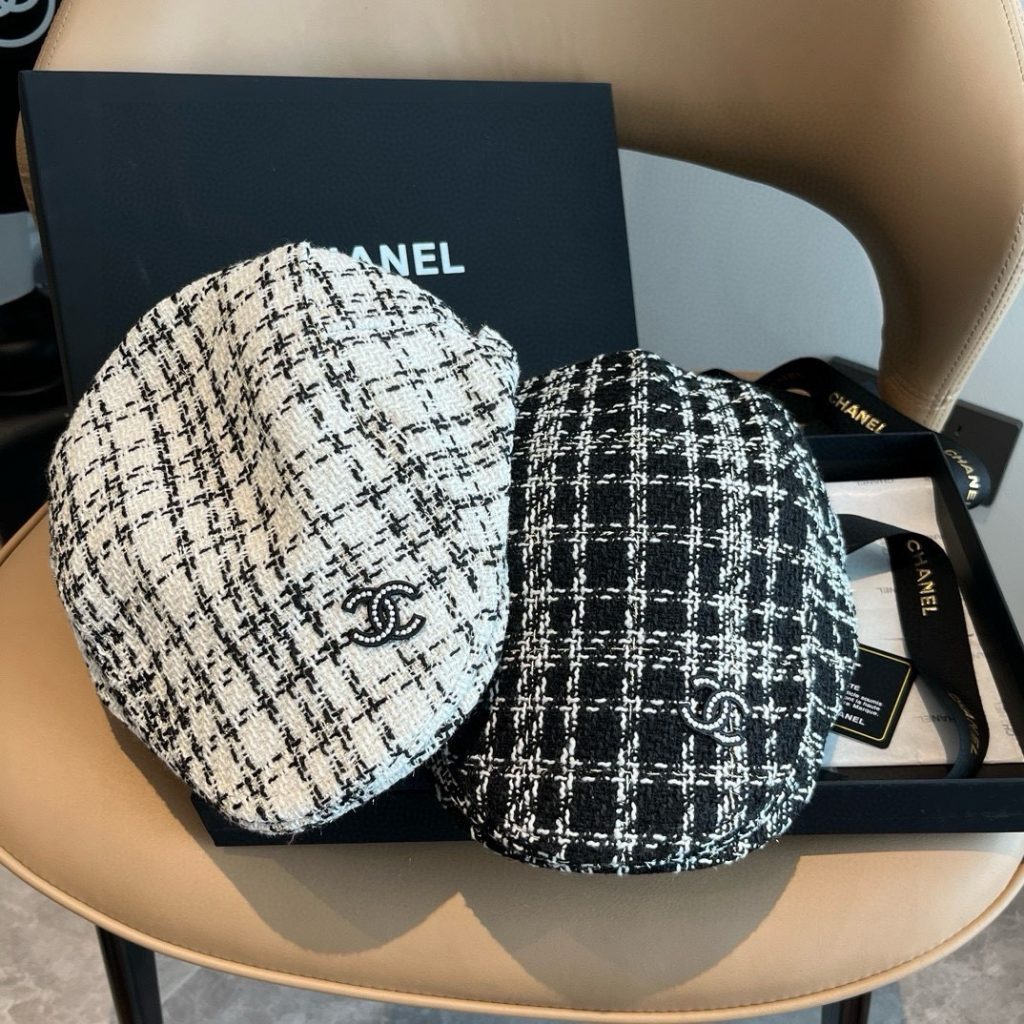 CHANEL Flat Cap Forward Hat, Head Circumference 58cm