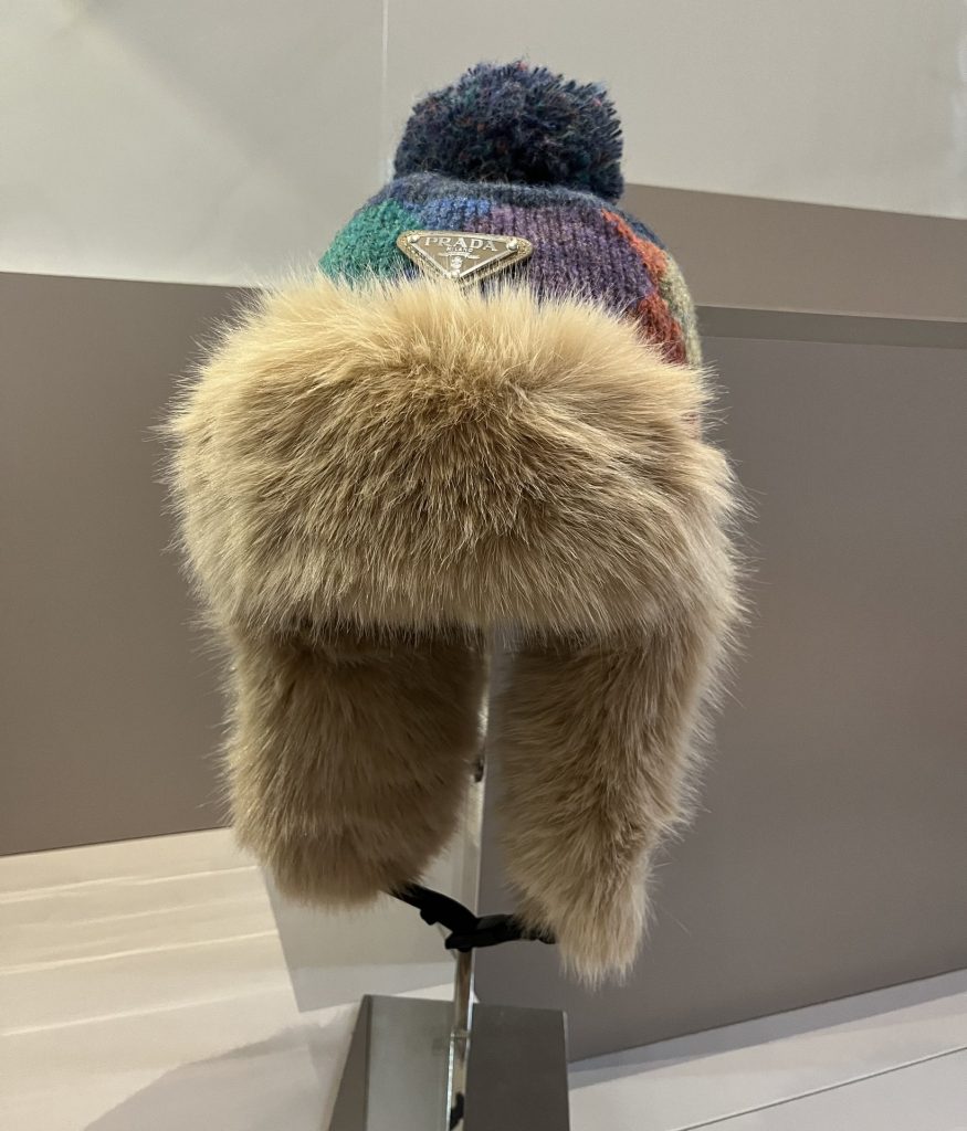 Prada Knit Earflap Hat, Thickened Ski Hat, Lei Feng Hat, Essential for Warmth