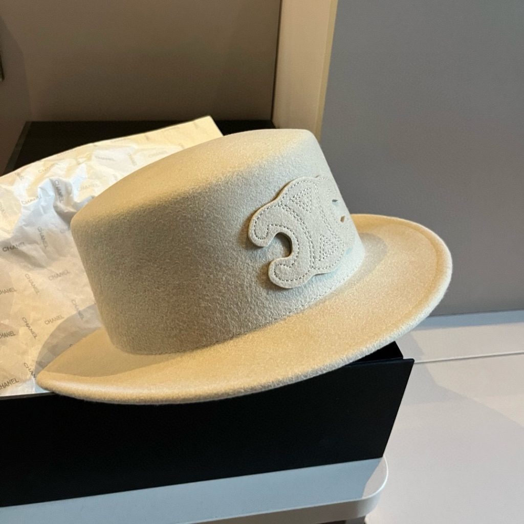 Celine New Wool Fedora, Flat-Top Design, 100% Wool Fabric 🦙, Head Circumference 57cm