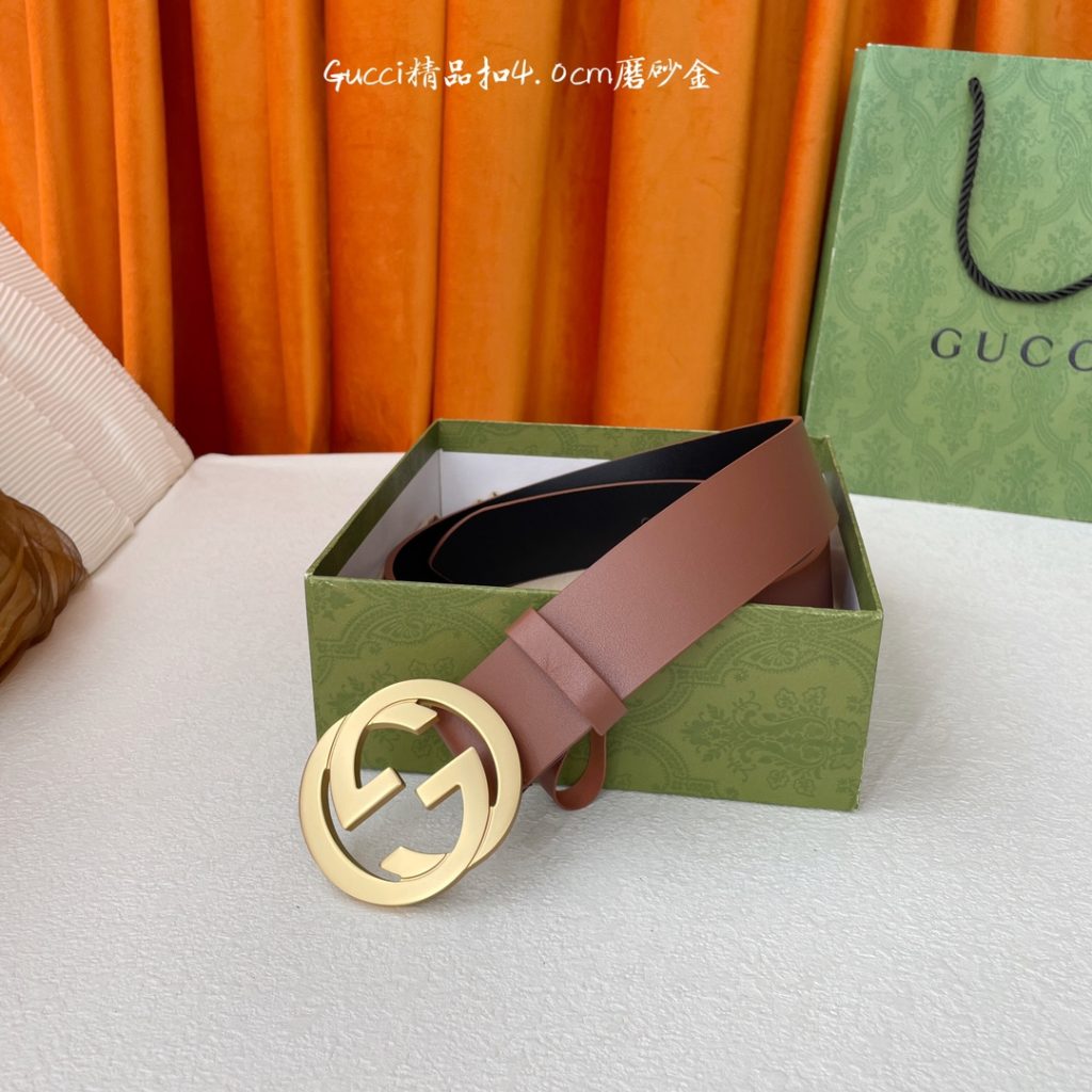 GUCCI New Horizontal Strap, Double G Buckle, 4.0cm