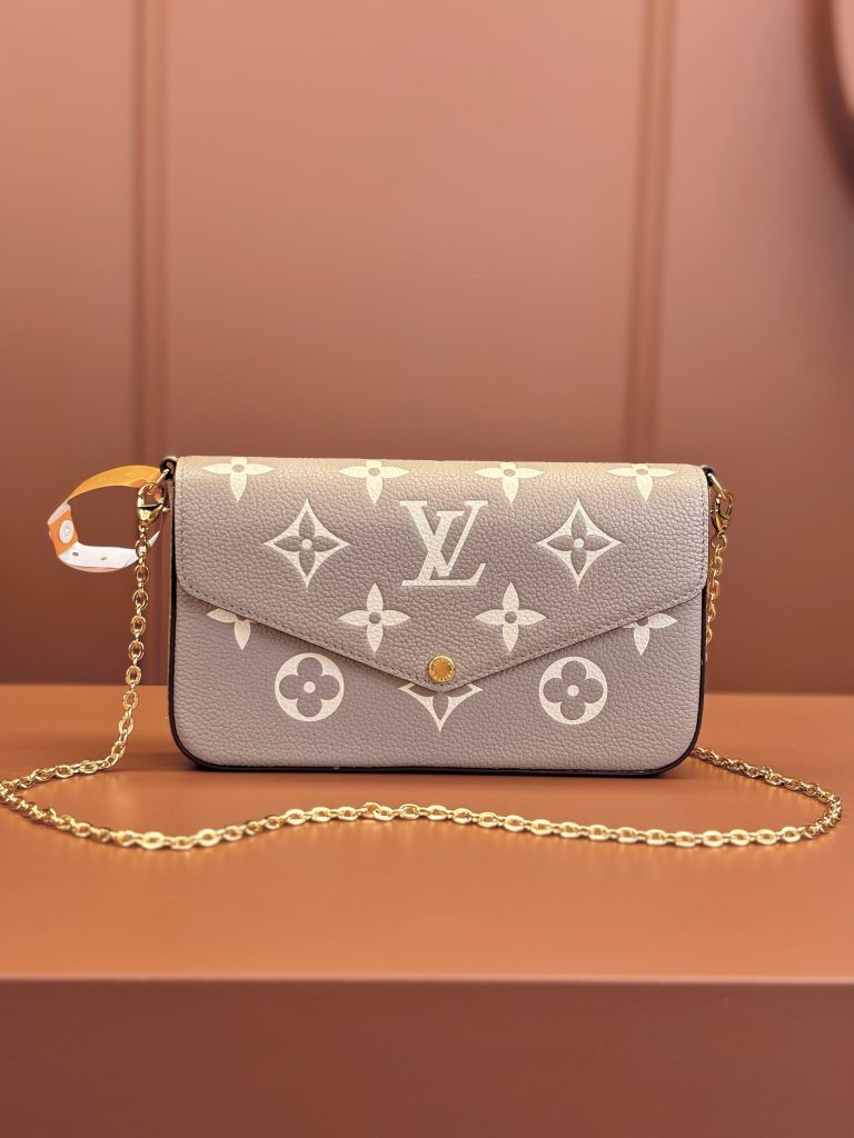 Louis Vuitton POCHETTE FÉLICIE Chain Bag (Gray)