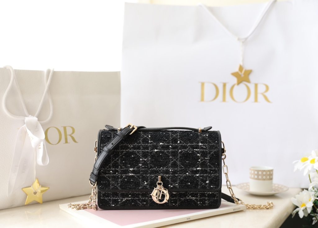 Dior Handbag – Black Tweed Effect