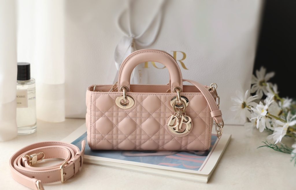 DIOR Lady Horizontal Lady Dior Bag in Nude Pink Medium