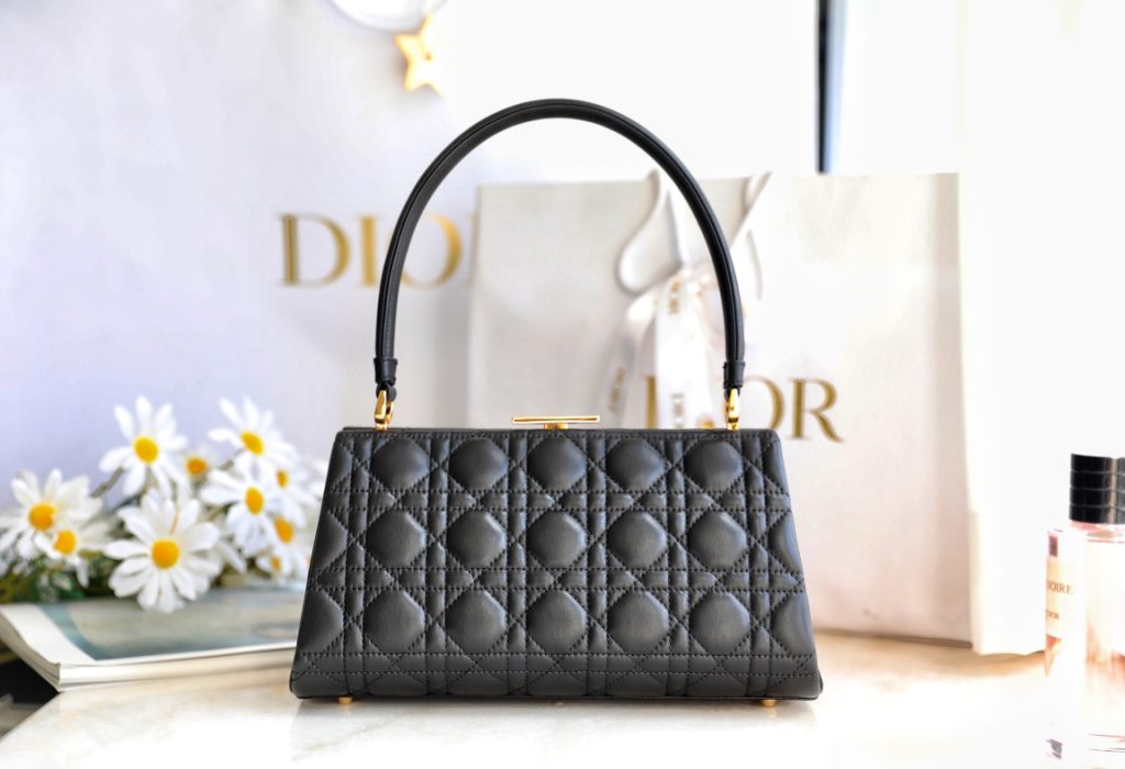 Dior Calfskin Cannage Frame Bag Black