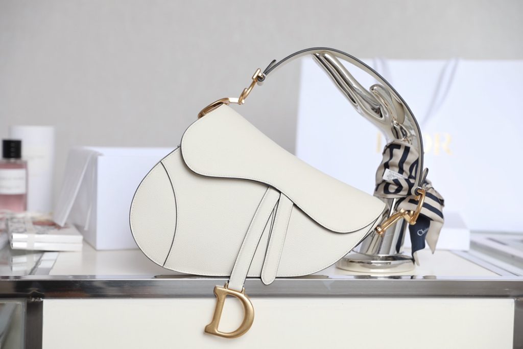 Dior Saddle Bag in White, Medium Size