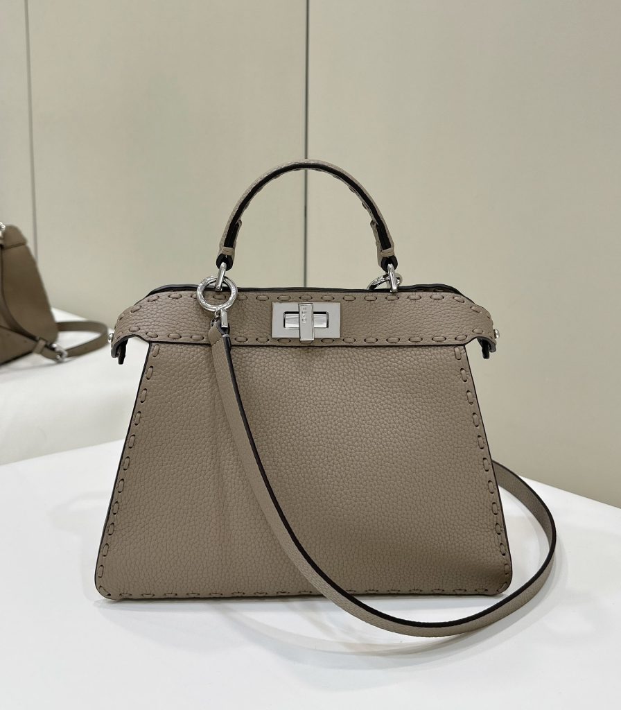 Fendi PEEKABOO Small Handbag-Gray