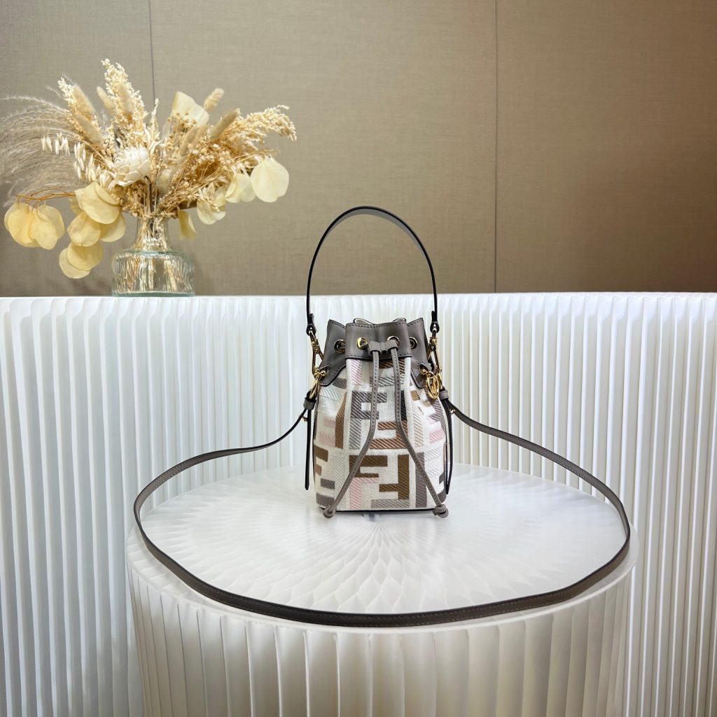 Fendi Mini Bucket Bag 8066 in grey with color block accents