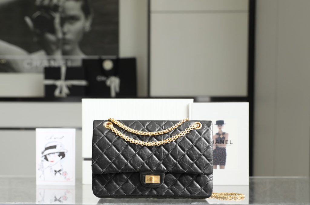 Chanel 2.55 Reissue Jumbo Black Calfskin with Gold-tone & Silver-tone Buckles