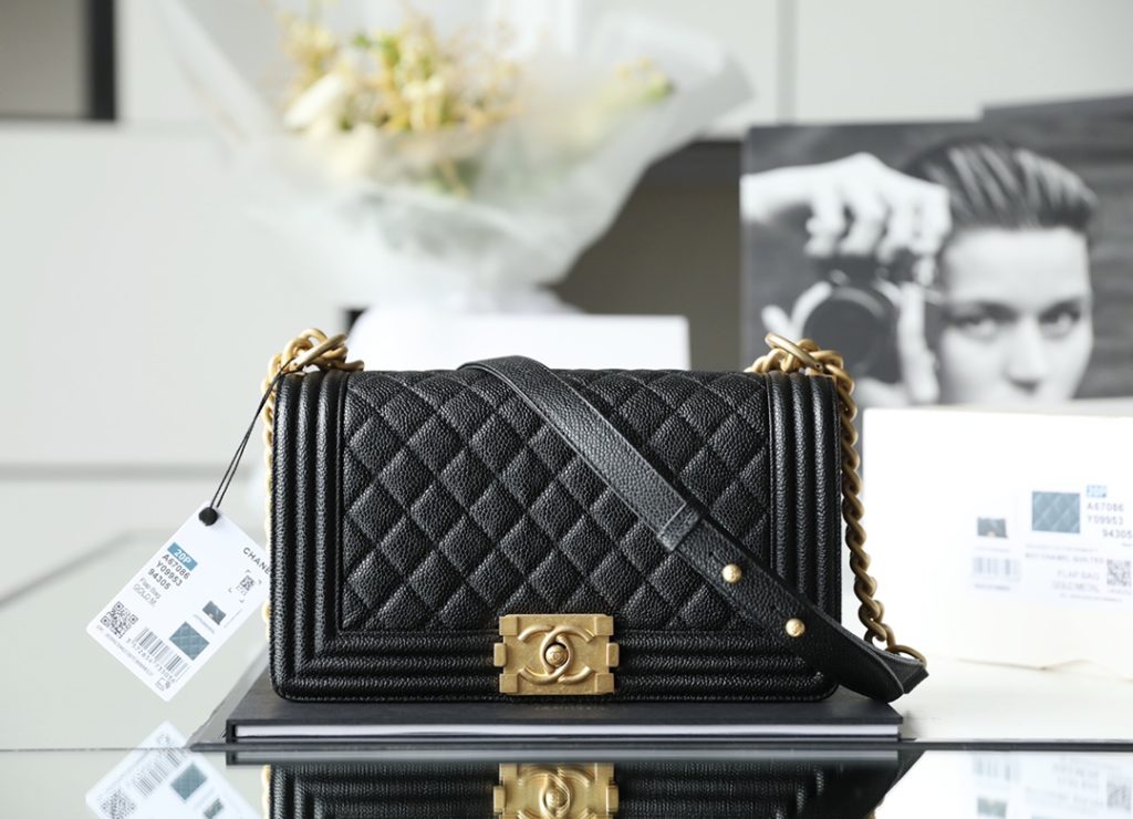 Chanel LeBoy Quilted Caviar Calfskin Medium Black