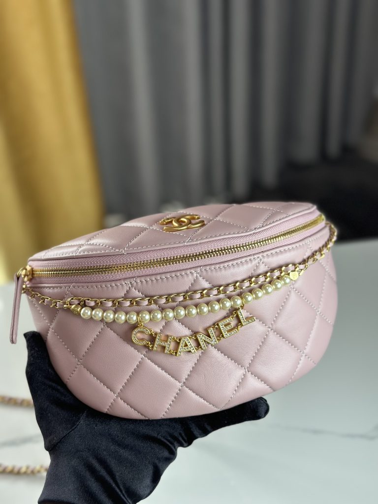 Chanel 24A Pearl Chain Belt Bag Pink