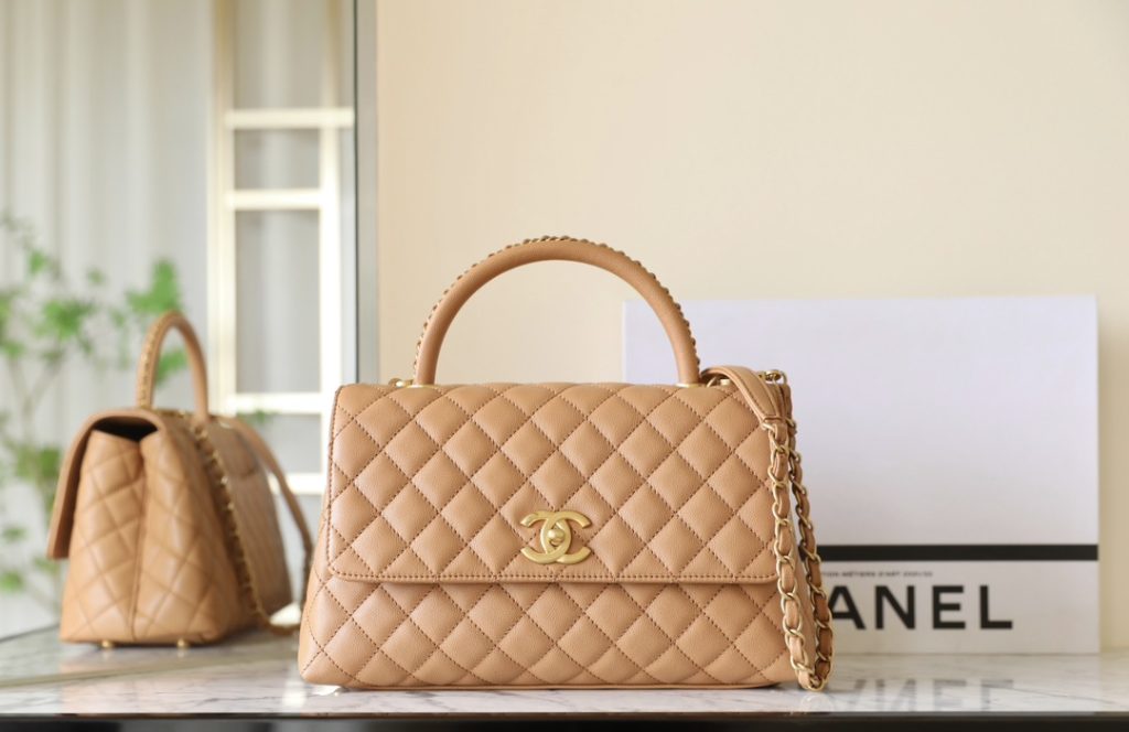 Chanel Coco Handle Caramel Color Medium Size with Gold Hardware