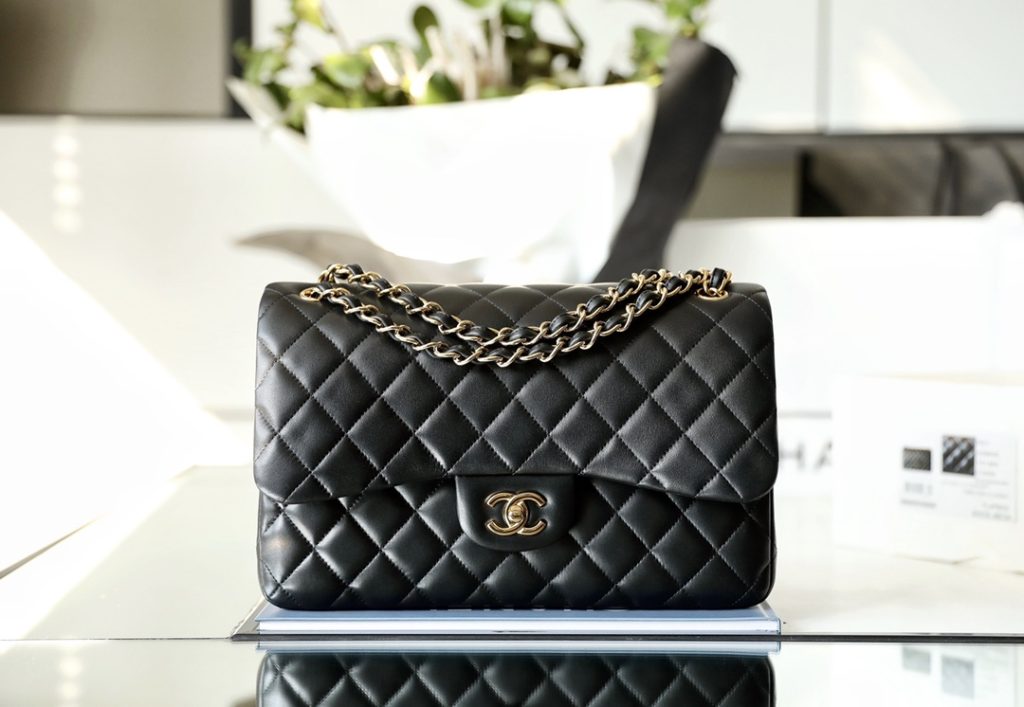 Chanel Classic Flap Jumbo 30 Black with Gold Hardware, Lambskin Leather