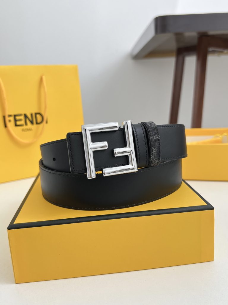 Fendi 3.5cm Belt – Classic Canvas with Top-Grain Calfskin