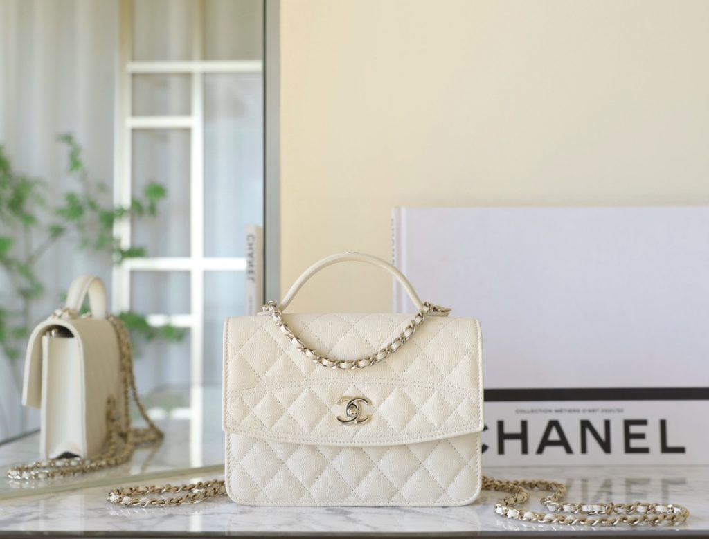 Chanel Handheld Messenger Backpack in Cream White