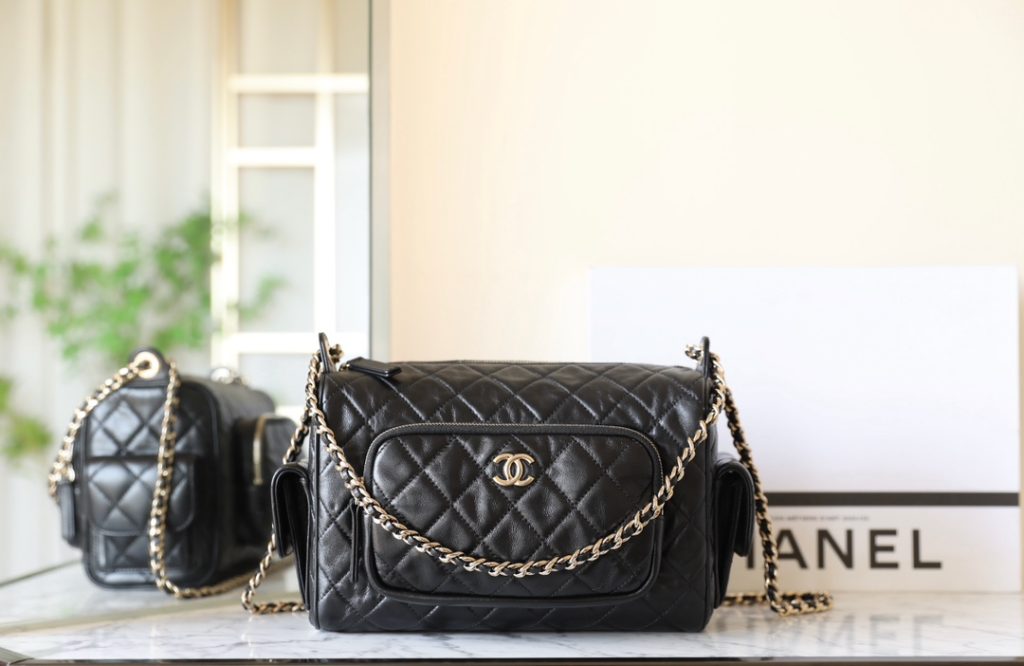 Chanel Double Pocket Camera Bag in Large Size, Black