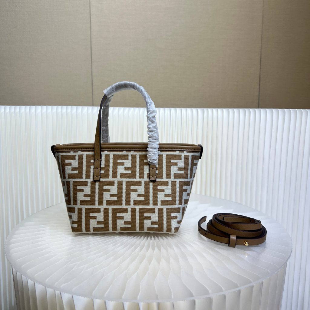 Fendi Classic Monogram Roll Mini Basket khaki