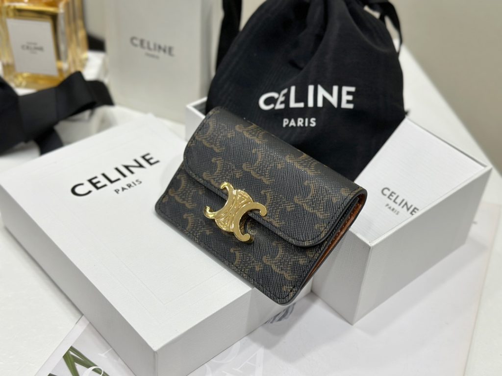 CELINE TRIOMPHE Signature Print Flap Card Holder