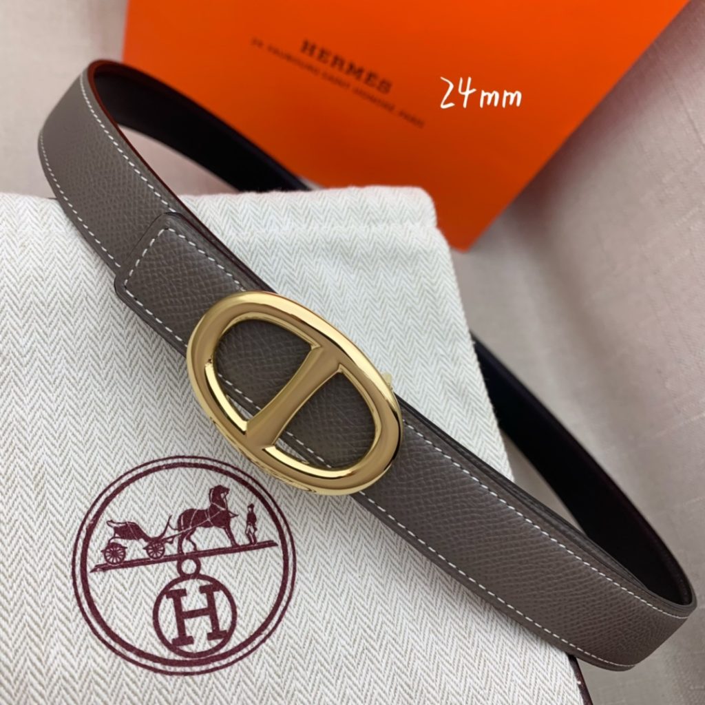 Hermès Women’s Belt – Premium Palm-Patterned Leather with Black Smooth Base, 24mm Width