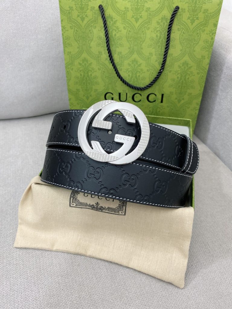 GUCCI New Horizontal Strap, Double G Buckle, 4.0cm