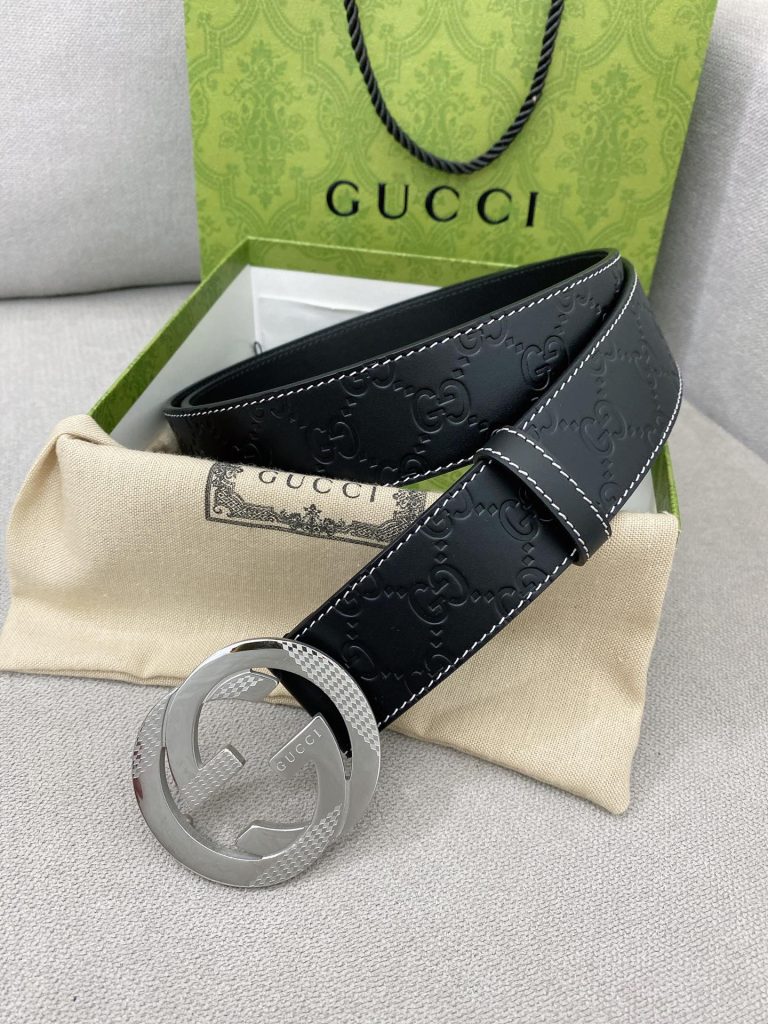 GUCCI New Horizontal Strap, Double G Buckle, 4.0cm