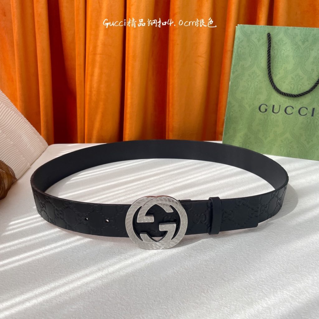 GUCCI New Horizontal Strap, Double G Buckle, 4.0cm