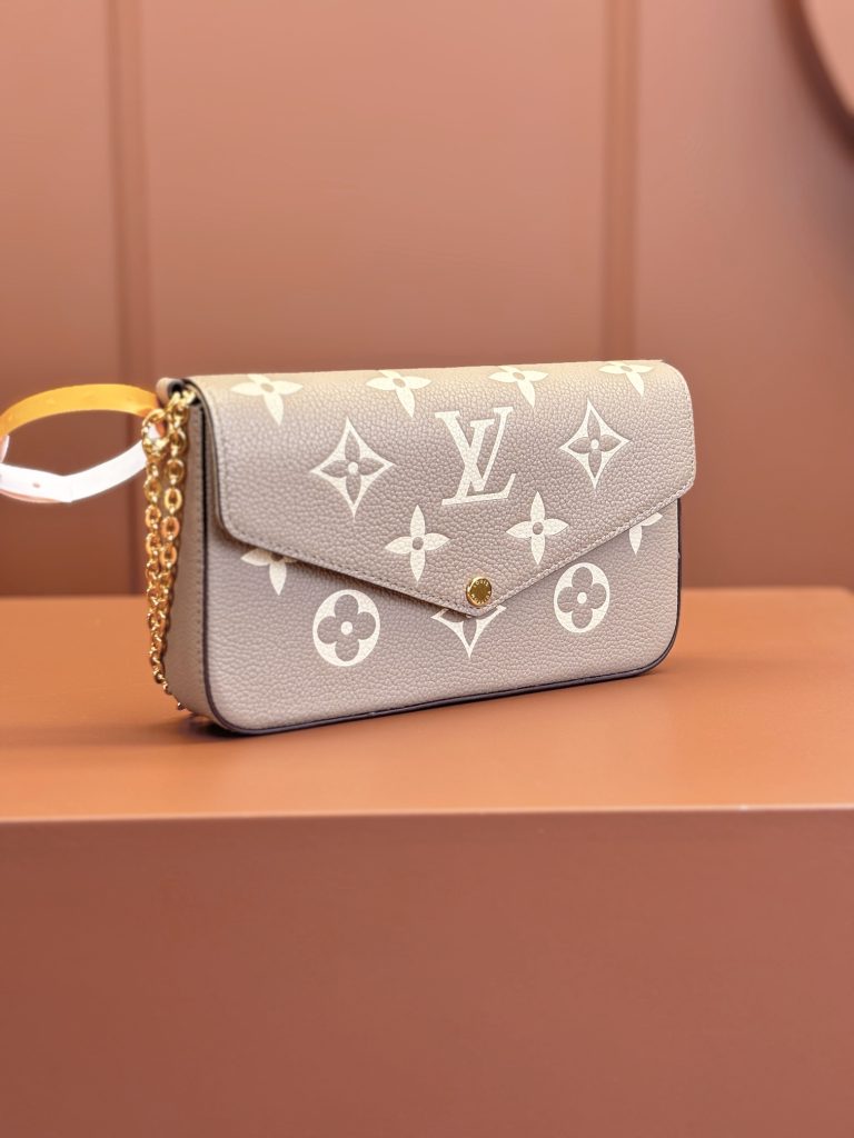 Louis Vuitton POCHETTE FÉLICIE Chain Bag (Gray)