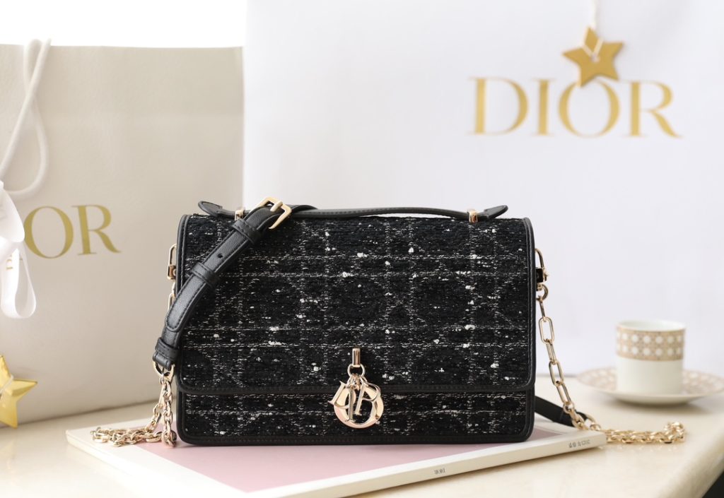 Dior Handbag – Black Tweed Effect