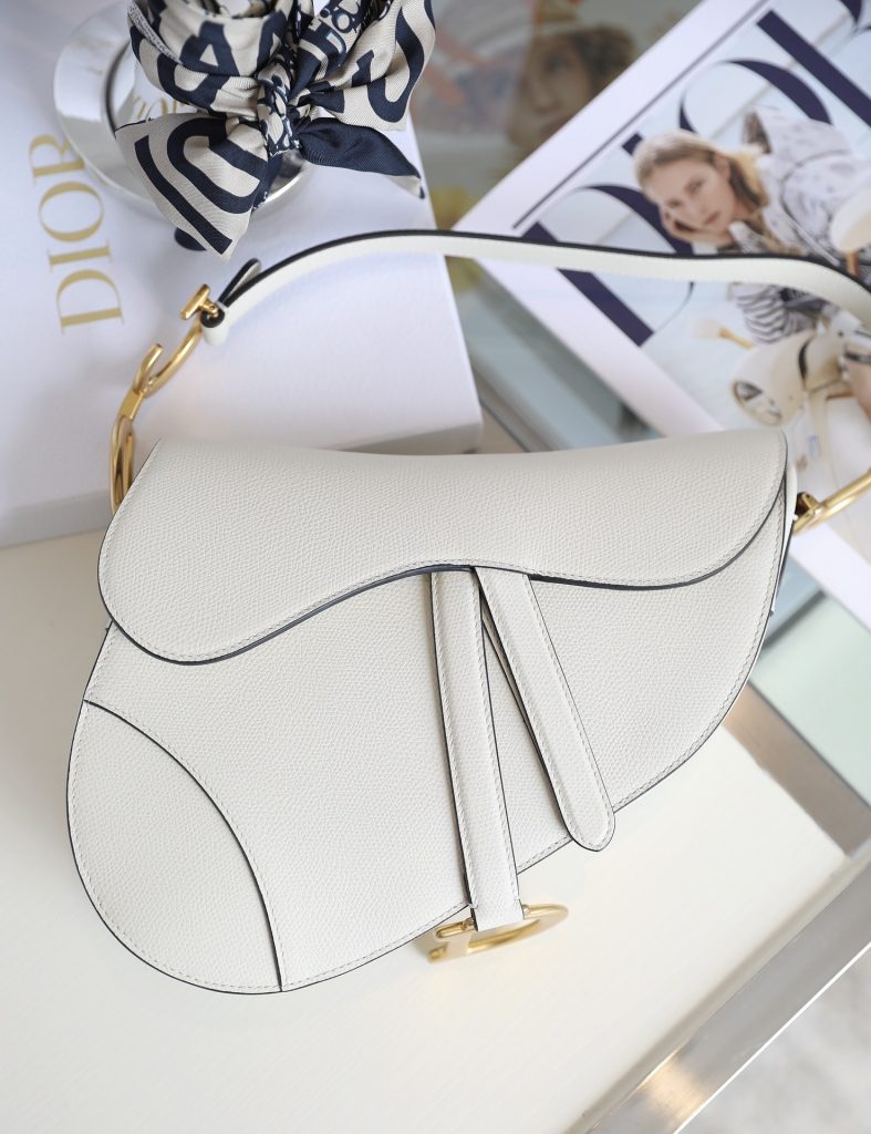 Dior Saddle Bag in White, Medium Size