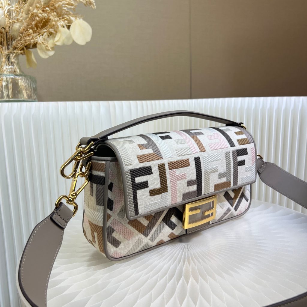 Fendi Baguette 0191M in grey with color block accents