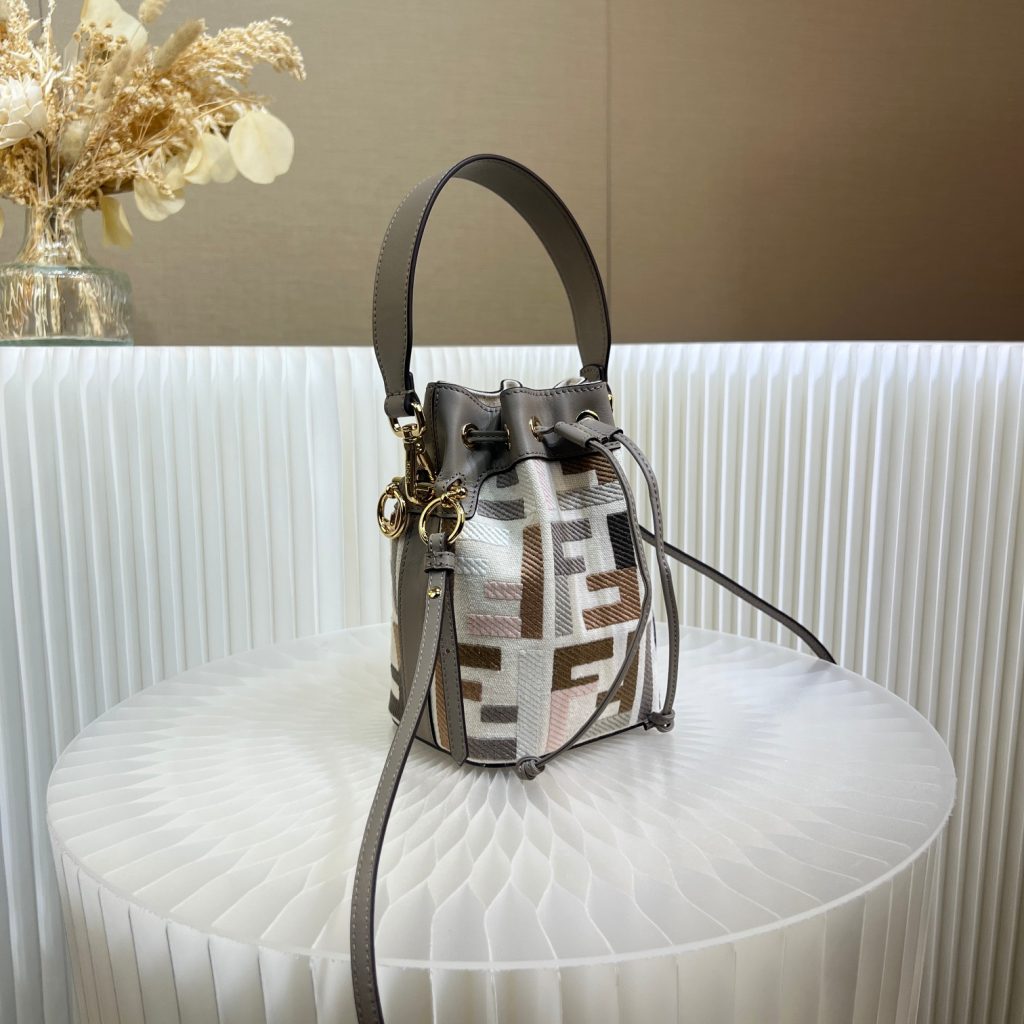 Fendi Mini Bucket Bag 8066 in grey with color block accents