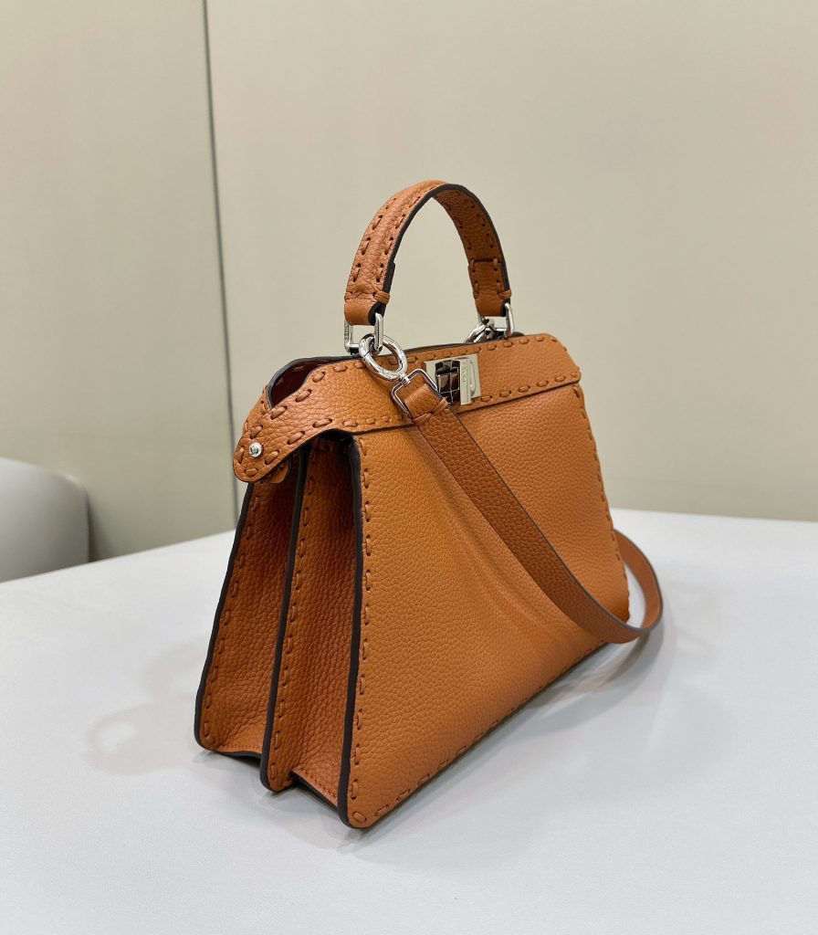 Fendi PEEKABOO Small Handbag – caramel color