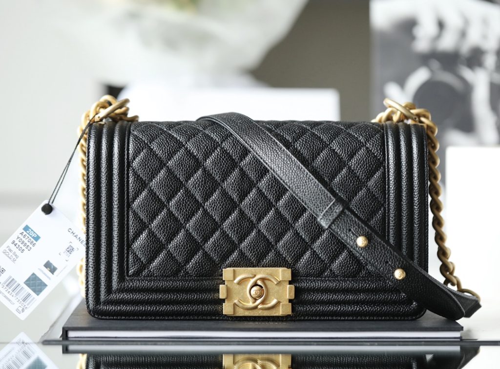 Chanel LeBoy Quilted Caviar Calfskin Medium Black