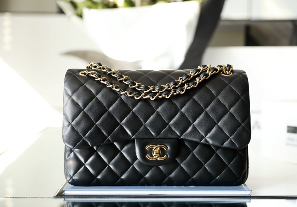 Chanel Classic Flap Jumbo 30 Black with Gold Hardware, Lambskin Leather