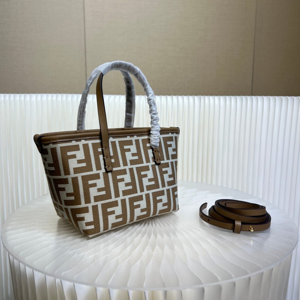 Fendi Classic Monogram Roll Mini Basket khaki