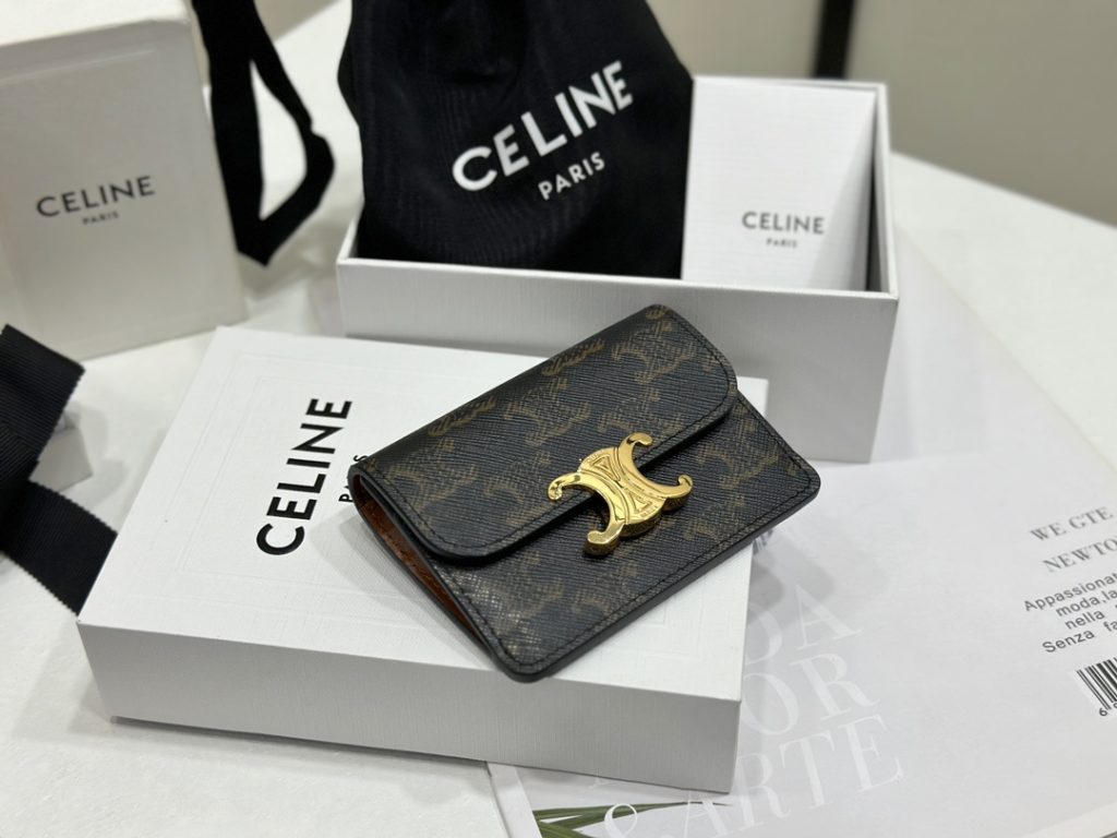 CELINE TRIOMPHE Signature Print Flap Card Holder