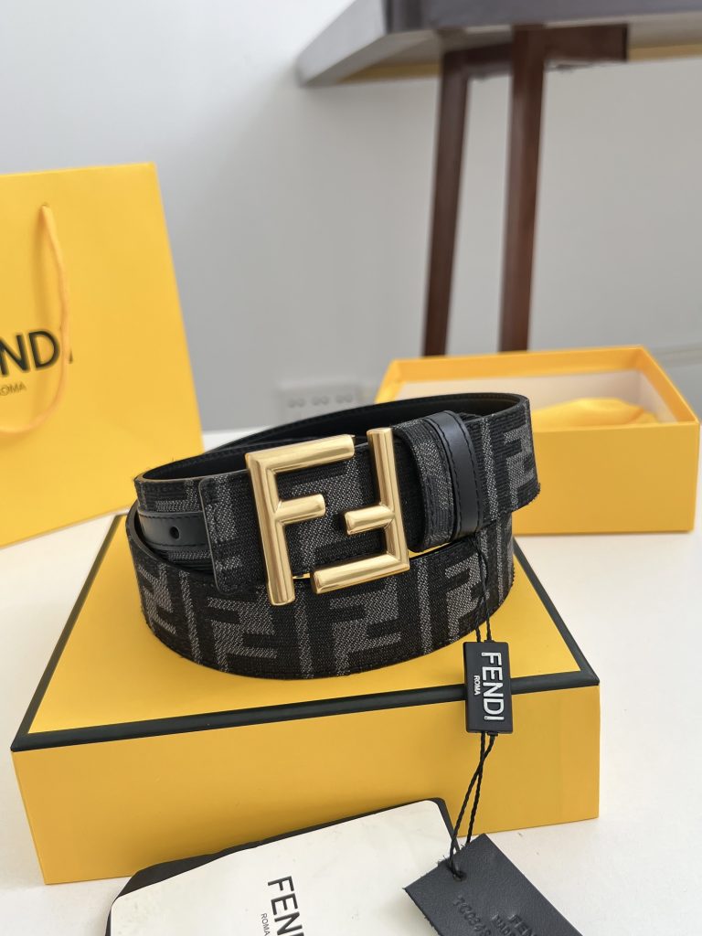 Fendi 3.5cm Belt – Classic Canvas with Top-Grain Calfskin