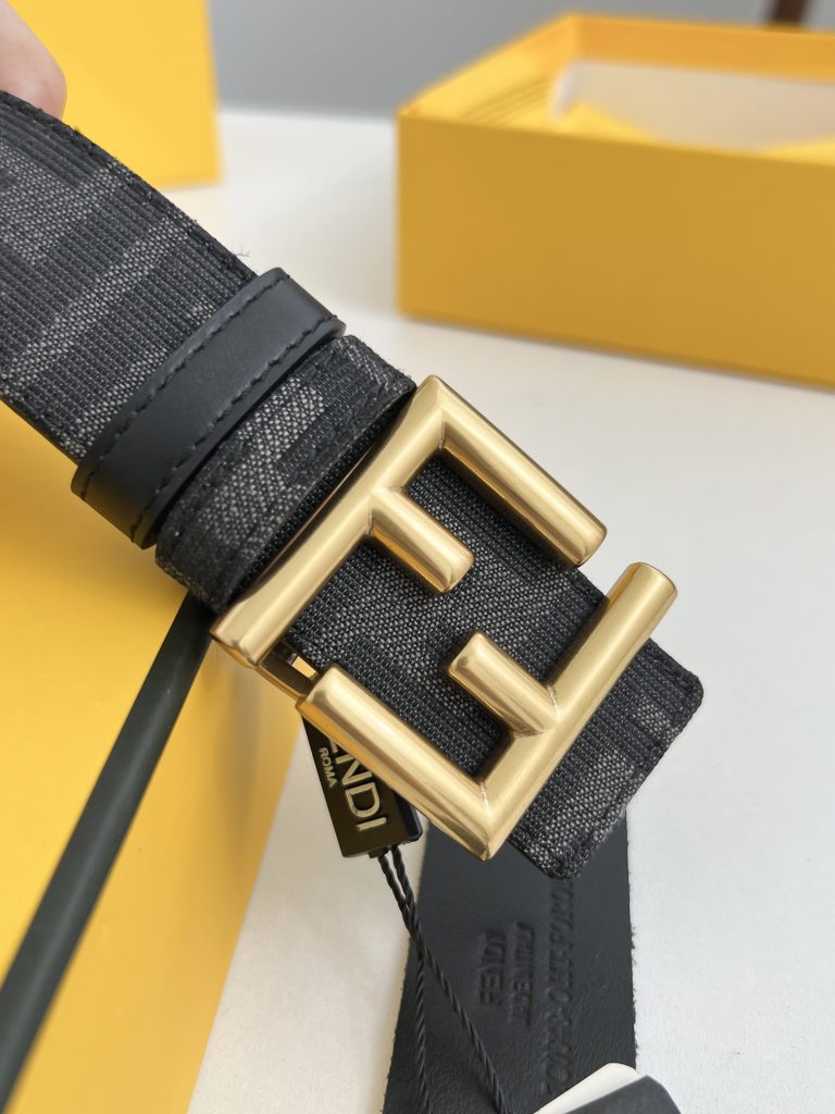 Fendi 3.5cm Belt – Classic Canvas with Top-Grain Calfskin