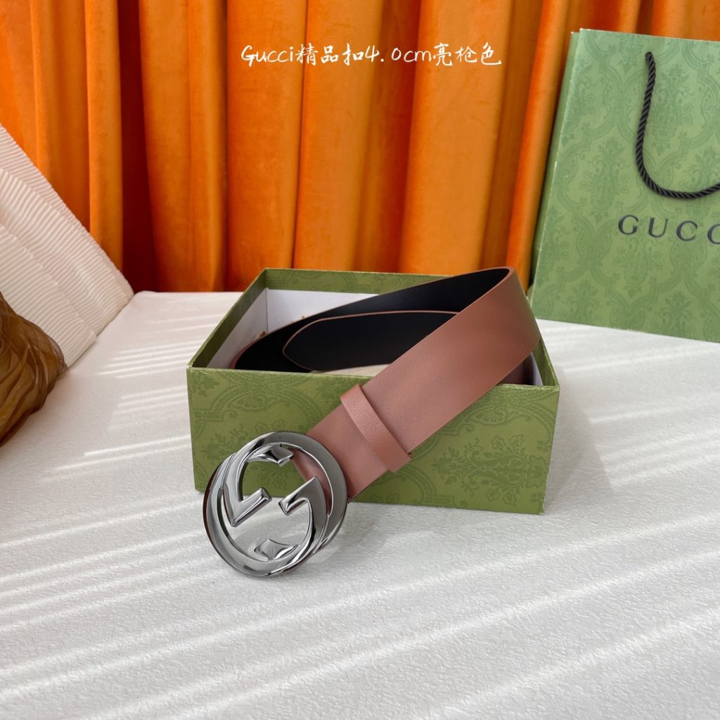 GUCCI New Horizontal Strap, Double G Buckle, 4.0cm