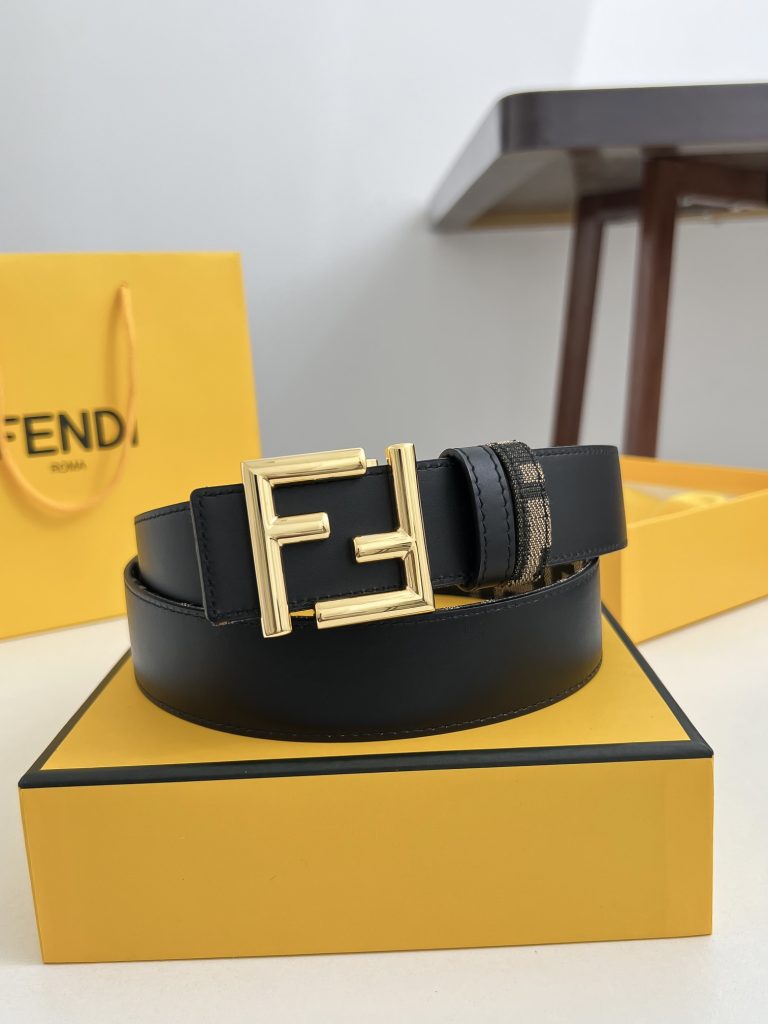 Fendi 3.5cm Belt – Classic Canvas with Top-Grain Calfskin