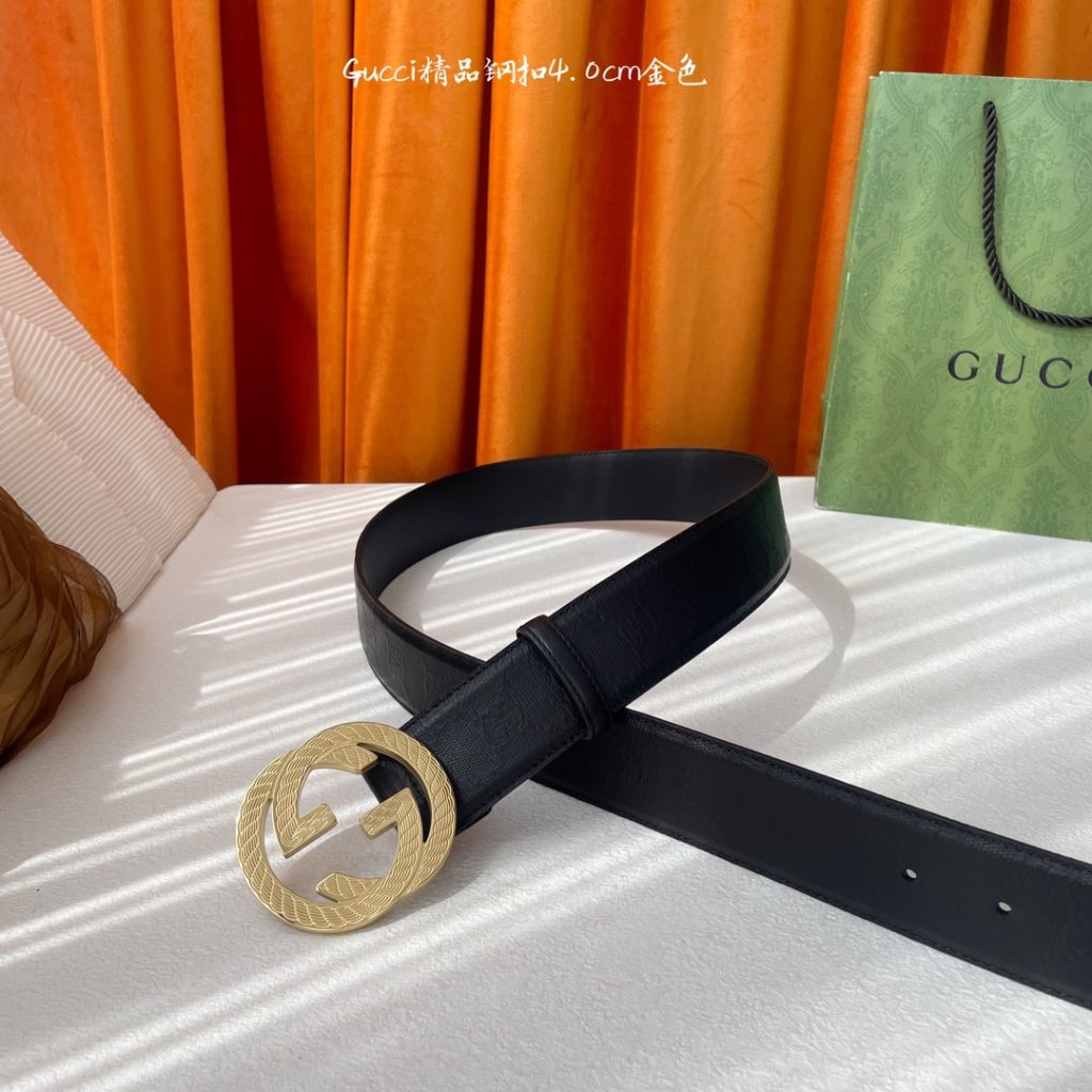 GUCCI New Horizontal Strap, Double G Buckle, 4.0cm