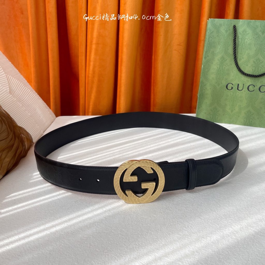 GUCCI New Horizontal Strap, Double G Buckle, 4.0cm