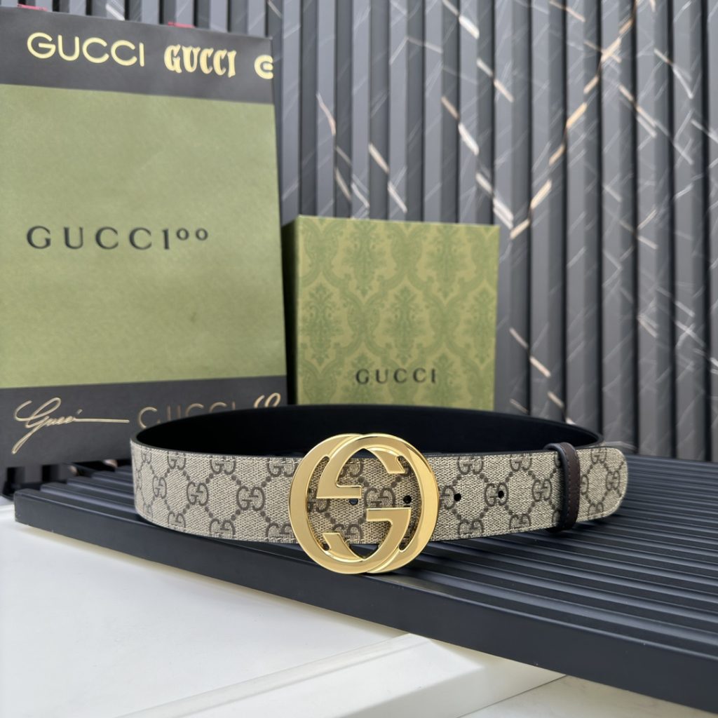 GUCCI New Horizontal Strap, Double G Buckle, 4.0cm