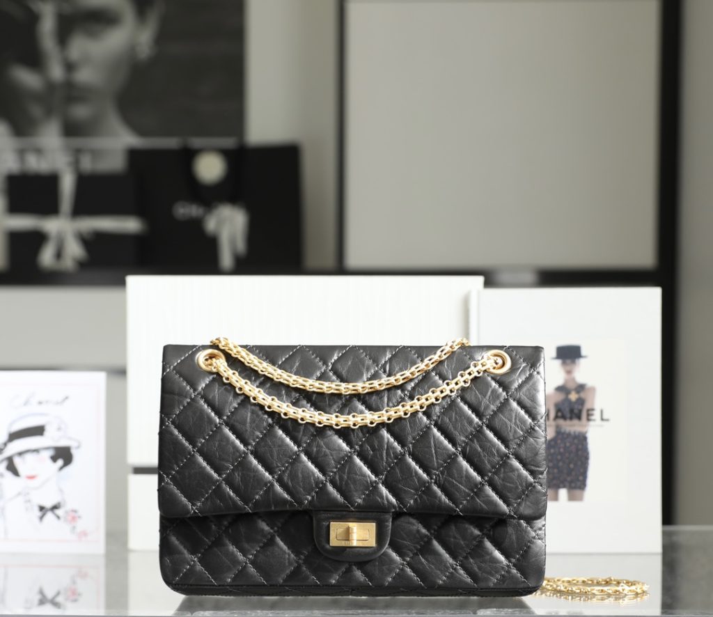 Chanel 2.55 Reissue Jumbo Black Calfskin with Gold-tone & Silver-tone Buckles