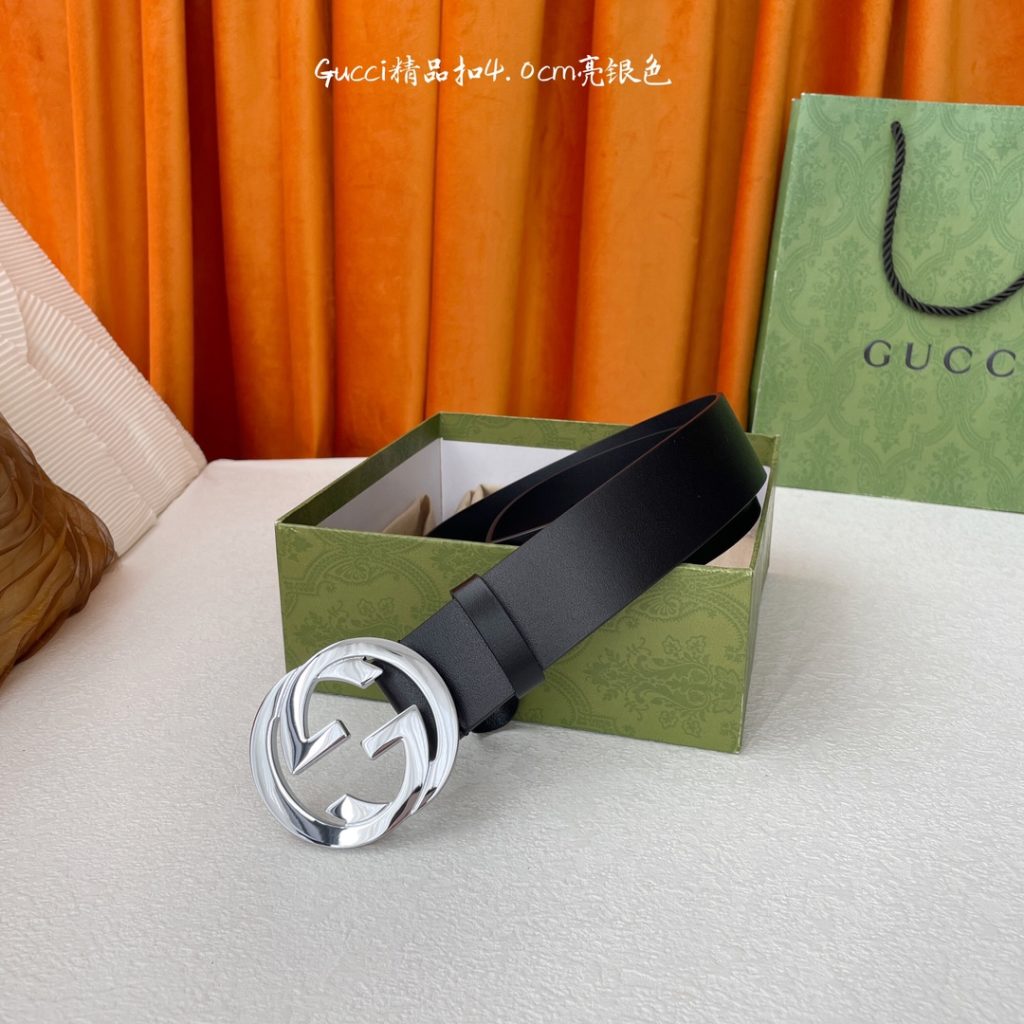 GUCCI New Horizontal Strap, Double G Buckle, 4.0cm