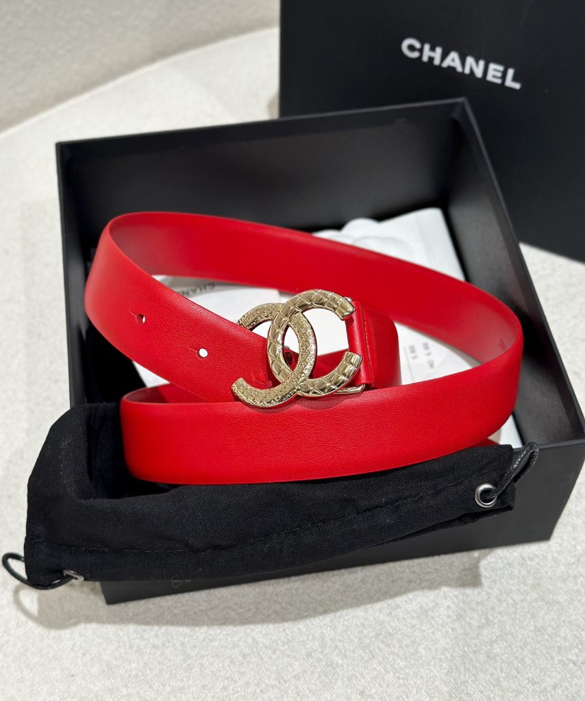 Chanel New Women’s Belt – Elegant CC Buckle, Premium Calfskin, 3.0cm Wide