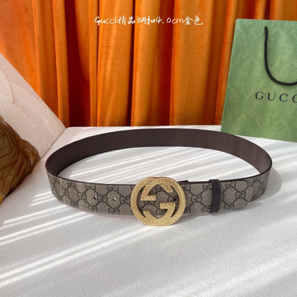 GUCCI New Horizontal Strap, Double G Buckle, 4.0cm