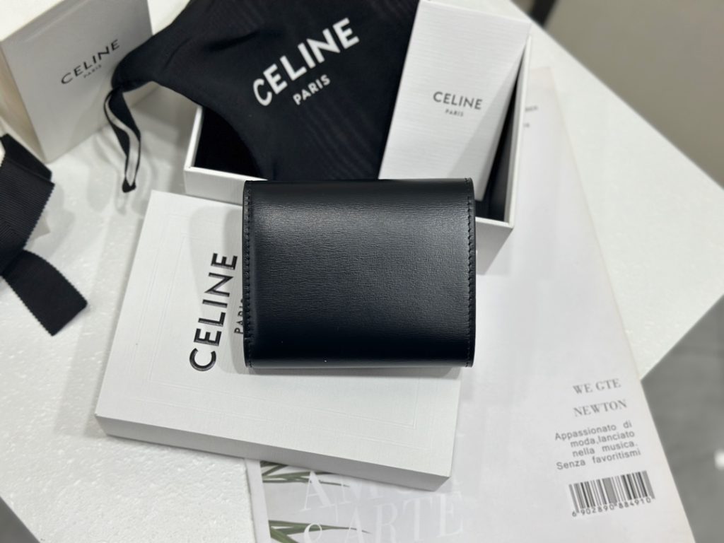 CELINE  TRIOMPHE Small Signature Print Flap Wallet