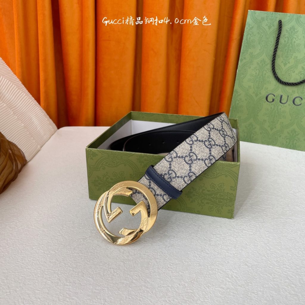 GUCCI New Horizontal Strap, Double G Buckle, 4.0cm