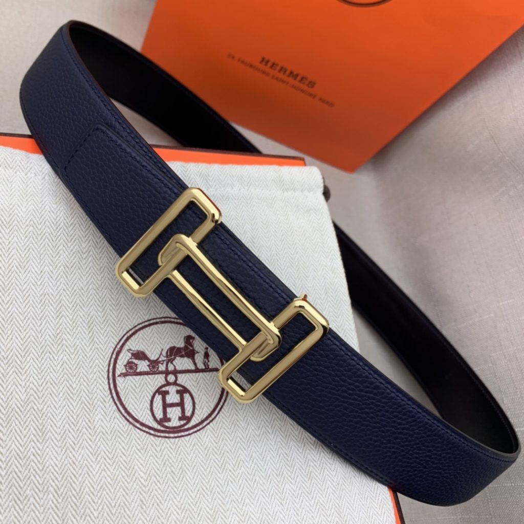 Hermès Double-Headed Tip Belt – Premium Quality, Original Factory Grain with Black Smooth Base, 38mm