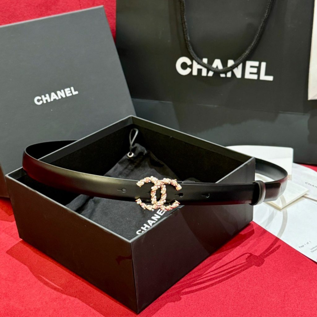 Chanel New Women’s Belt – Elegant CC Buckle, Premium Calfskin, 3.0cm Wide